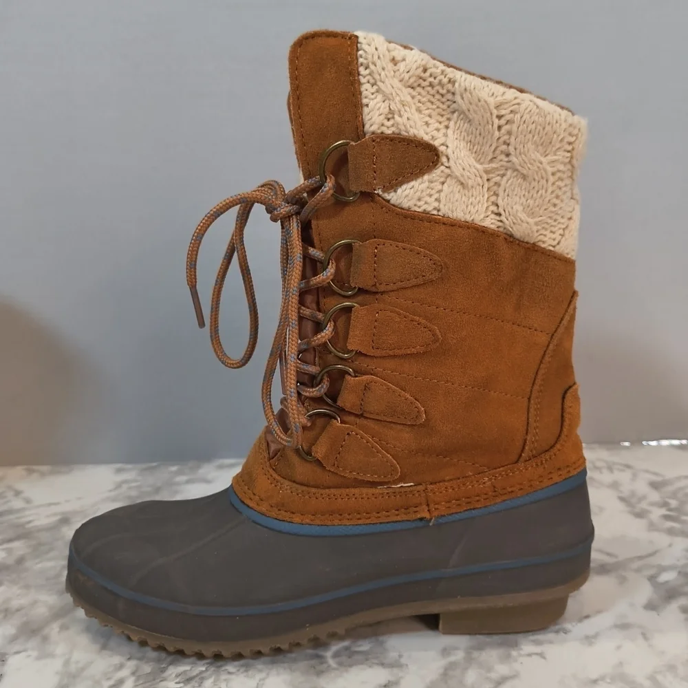 Khombu Women's Dixie Waterproof Duck Boots Brown/Gray Size 7M
